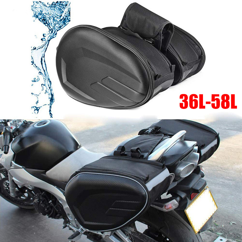 Motorcycle Gear Warehouse - Black 36-58L Motorcycle Saddlebags Waterproof Scooter