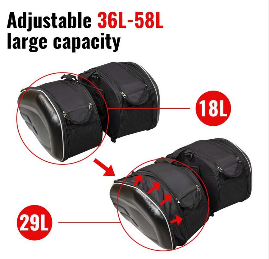 Black 36-58L Motorcycle Saddle - Motorcycle Gear Warehouse recension och pris